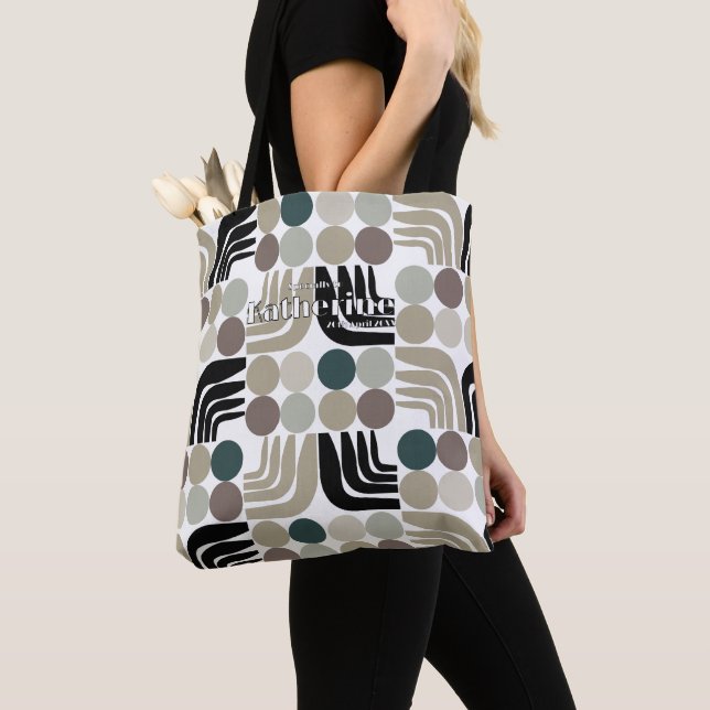 Tote Bag Blanc Noir Gris Bohème (De près)