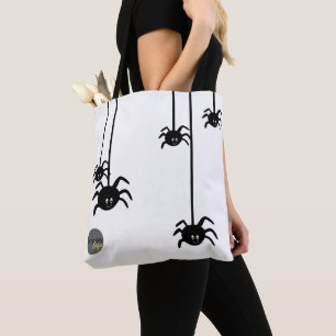 TOTE BAG BLANC NOIR SPIDER HALLOWEEN BUSINESS LOGO PERSONNA