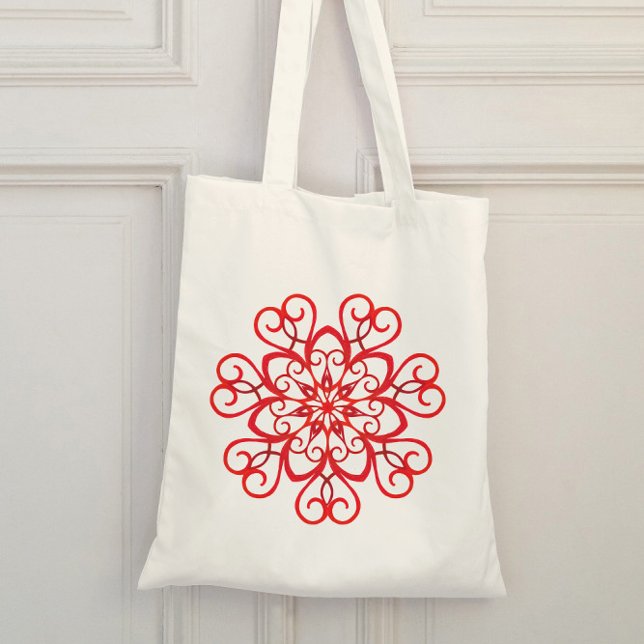Tote Bag Blanc Rouge Décoratif esthétique Élégant Noël (Créateur téléchargé)