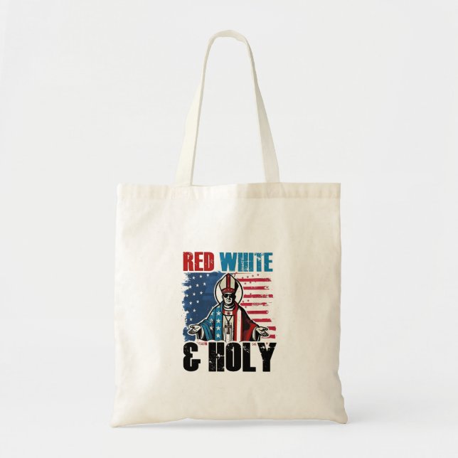 Tote Bag Blanc rouge et Saint-Pape Léon XIV, 4 juillet (Devant)