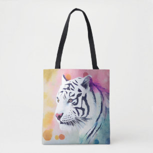 Tote Bag Blanc Tigre Sauvage Nature Animaux Couleurs Art Pe