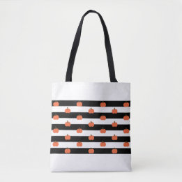 Tote Bag Blancs et Blancs avec Citrouilles - Halloween