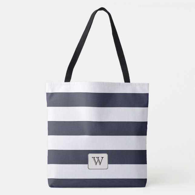 Tote Bag Blancs sur n'importe quel monogramme personnalisé  (Devant)