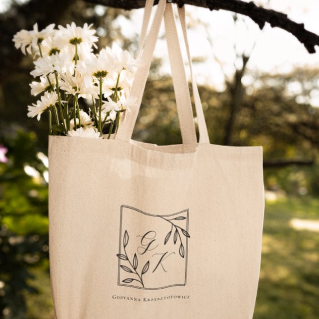 Tote Bag Blason Botanique | Monogramme Intemporel (Créateur téléchargé)