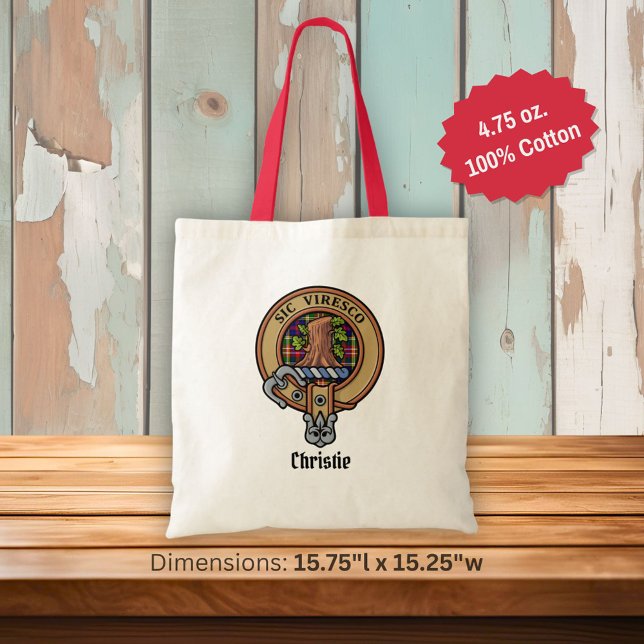 Tote Bag Blason de Clan Christie sur tartan (Créateur téléchargé)