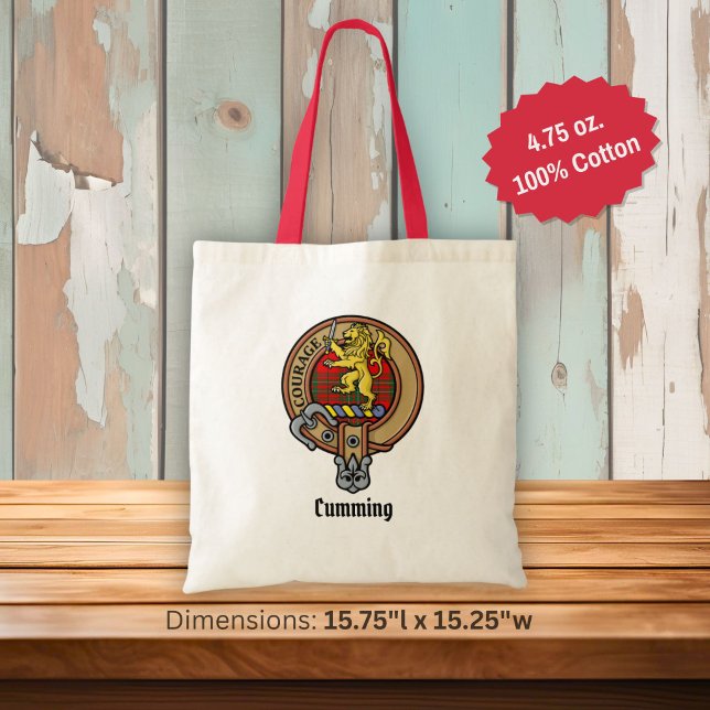 Tote Bag Blason de Clan Cumming sur tartan (Créateur téléchargé)