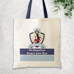 Tote Bag Blason du club de natation Pingouin mignon Été Fun
