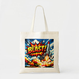 Tote Bag BLAST! Retro Pop Art Rocket Explosion
