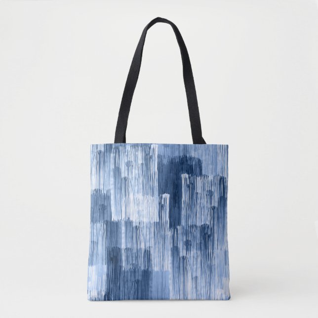 Tote Bag Bleu Aquarelles : Motif géométrique (Devant)
