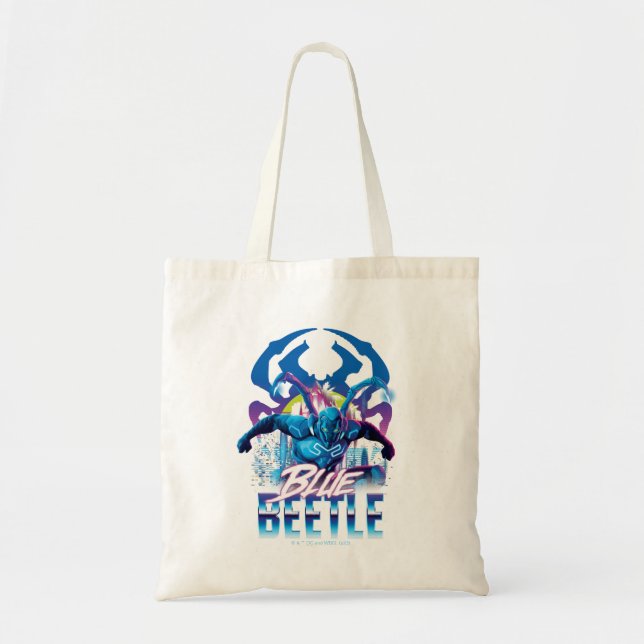 Tote Bag Bleu Beetle Rétrowave Ville coucher du soleil (Devant)
