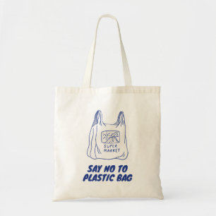 Tote Bag Bleu Beige Dites Non À L'Illustration De Citation
