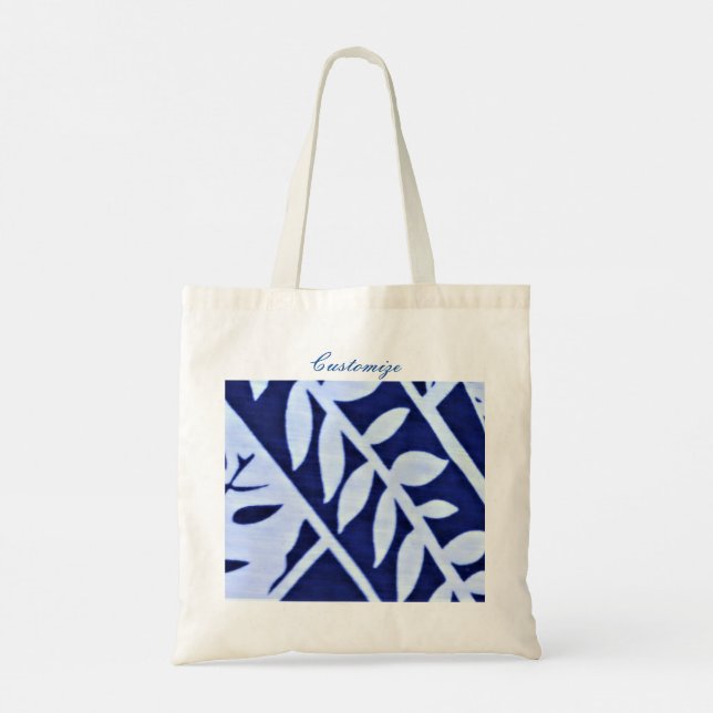 Tote Bag Bleu blanc Feuille Motif Thunder_Cove (Dos)