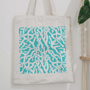 Tote Bag Bleu blanc nautique de motif de récif coralien de