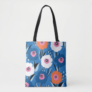 Tote Bag Bleu Blanc Rouge : Scandinave Florale.