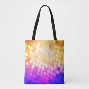 Tote Bag Bleu clair, motif jaune avec sphères. Brouillé b