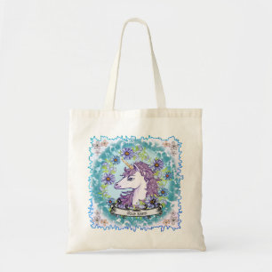 Tote Bag Bleu Daisy Unicorn