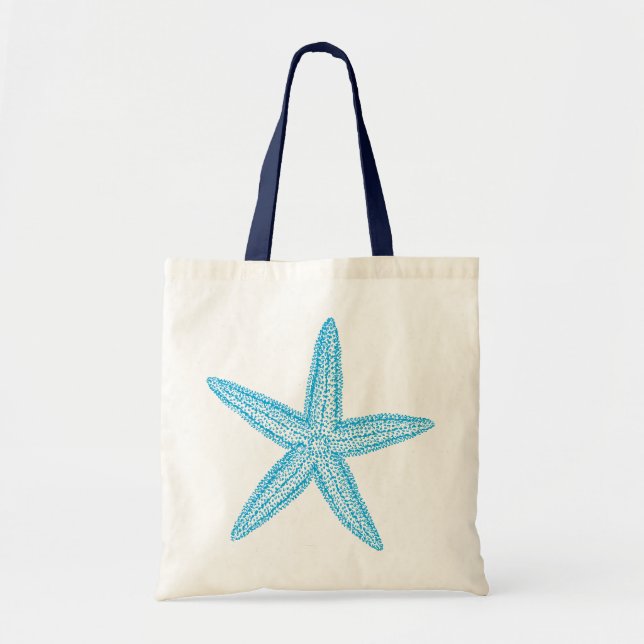 Tote Bag Bleu d'Aqua d'étoiles de mer (Devant)