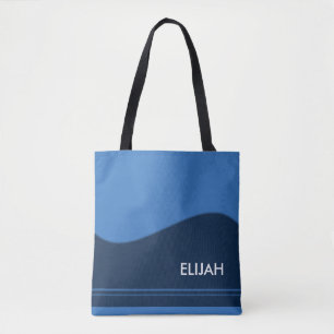 Tote Bag Bleu de frontière de vague + votre backgr. et