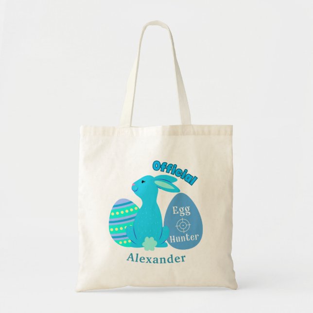 Tote Bag Bleu de Pâques Chasseur d'Oeufs Bunny (Devant)