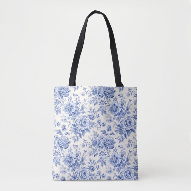 Tote Bag Bleu de toile française Fourre-tout (Devant)