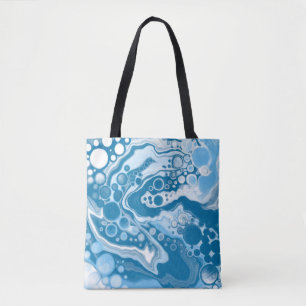 Tote Bag Bleu Digital Fluid Art Marbre Pour Peinture Cellul