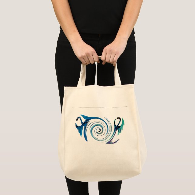 Tote Bag Bleu Dragons tourbillonner animal mythique (Devant (produit))