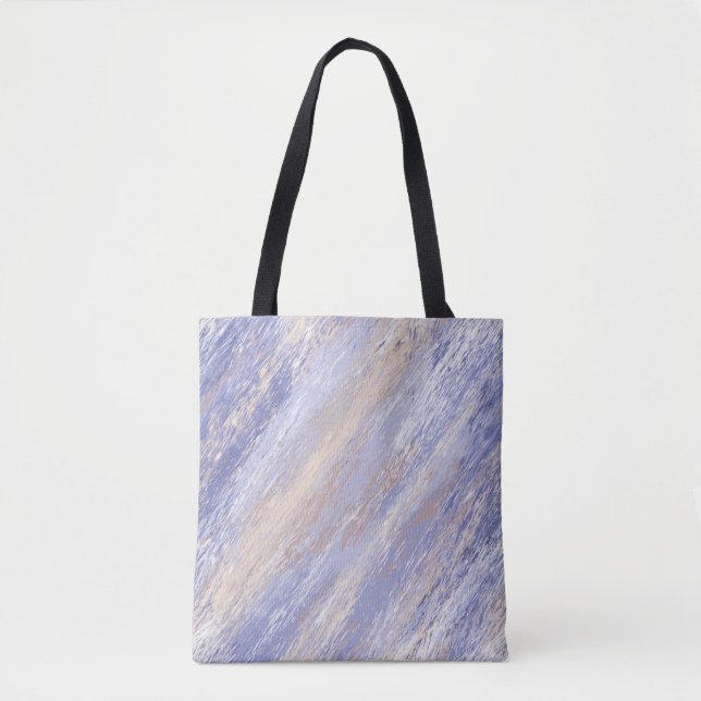 Tote Bag Bleu et beige Abstrait et embrouillé (Devant)