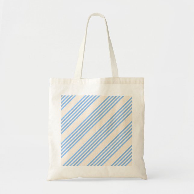 Tote Bag Bleu et beige cinq rayures motif (Devant)