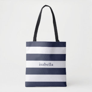 Tote Bag Bleu et blanc avec nom