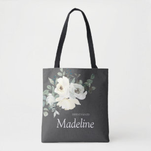 Tote Bag Bleu et blanc floral - gris