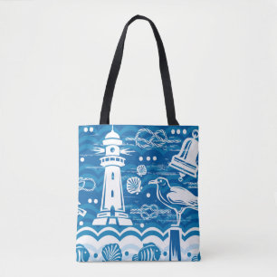 Tote Bag Bleu et blanc marine
