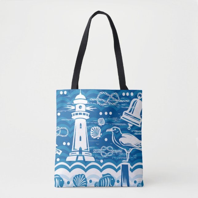 Tote Bag Bleu et blanc marine (Devant)