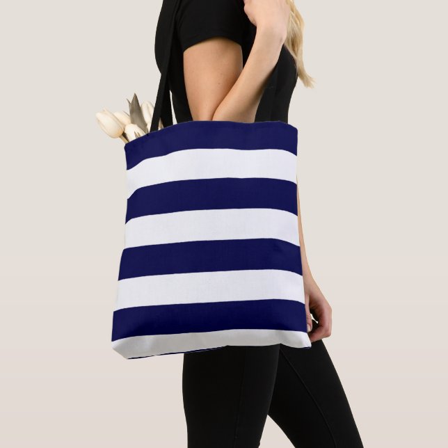 Tote Bag Bleu et blanc marine (De près)