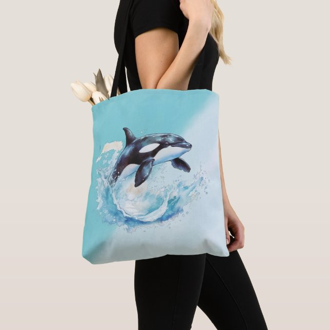 Tote Bag Bleu et blanc Ocra Ocean Beach Nautique (De près)