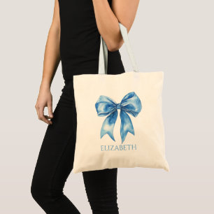 Tote Bag Bleu et Blanc Prépa Noeud Papillon Personnalisé