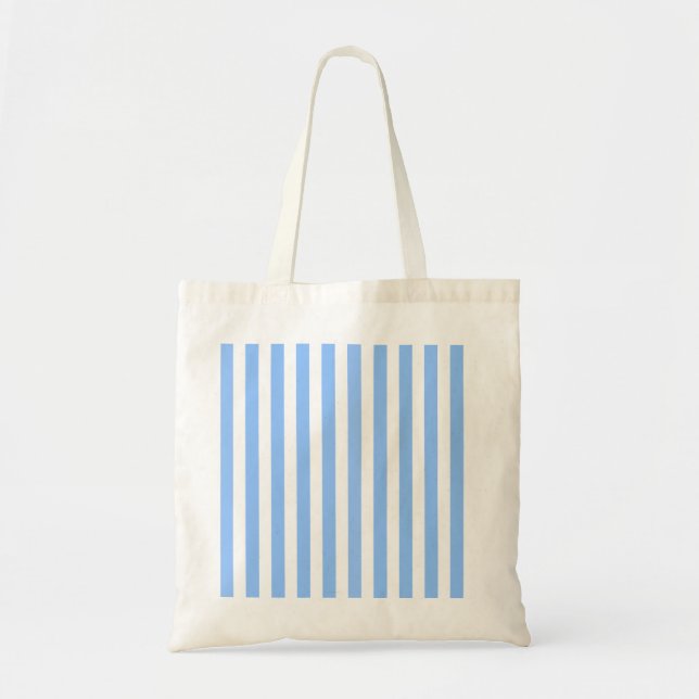 Tote Bag Bleu et blanc rayures de bonbons (Devant)