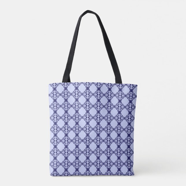 Tote Bag Bleu et Bleu clair Méditerranée Look Motif (Dos)