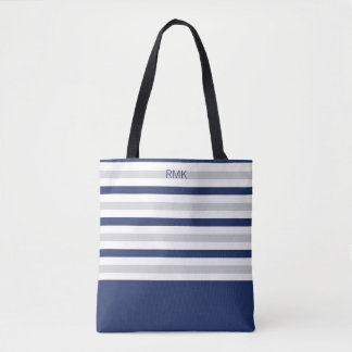Tote Bag Bleu et gris monogramme