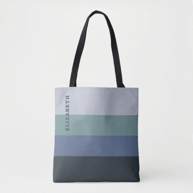 Tote Bag Bleu et Gris Motif (Devant)