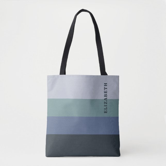 Tote Bag Bleu et Gris Motif (Devant)