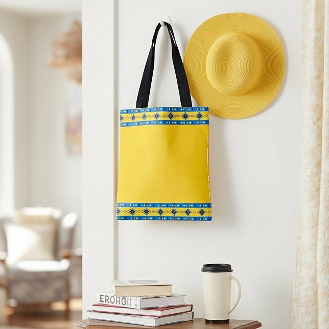 Tote Bag Bleu et jaune tribal (Créateur téléchargé)