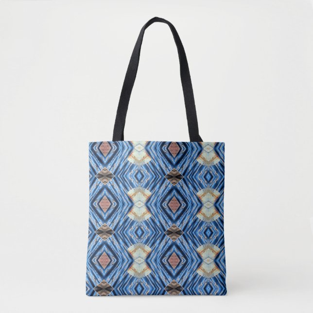 Tote Bag Bleu et marron abstrait fourre-tout (Devant)
