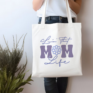 Tote Bag Bleu et pourpre amusant Vie de maman