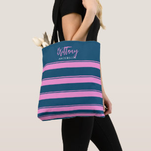 Tote Bag Bleu et rose Motif  personnalisé