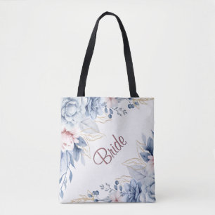 Tote Bag Bleu et rose sur Mariage blanc Élégance
