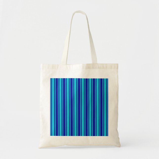 Tote Bag Bleu et turquoise bandes bonbons (Devant)