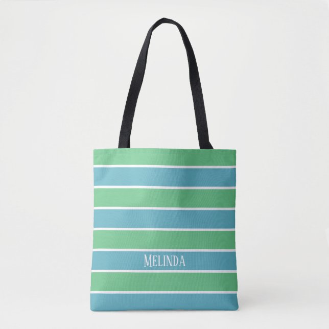 Tote Bag Bleu et vert Grandes Fourre-tout (Devant)