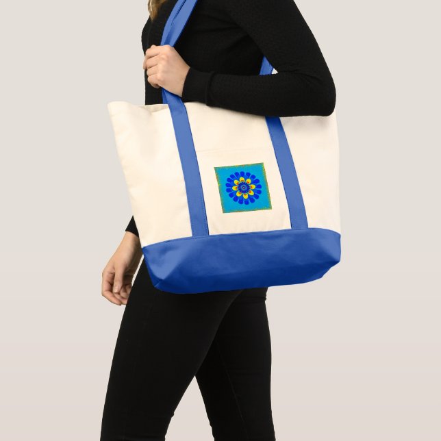 Tote Bag Bleu fleur (Devant (produit))