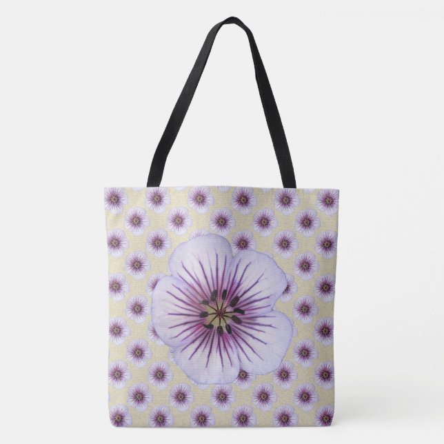 Tote Bag Bleu floral botanique doux sur toute couleur (Devant)