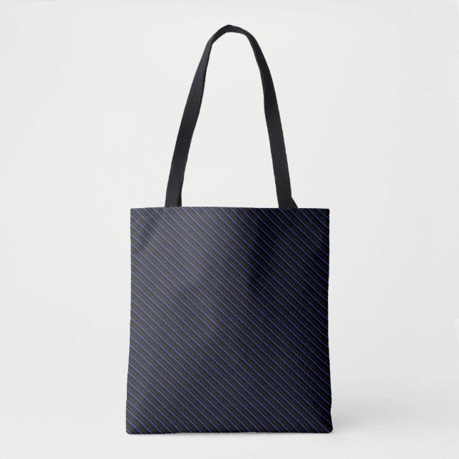 Tote Bag Bleu foncé et Diagonale noire (Devant)